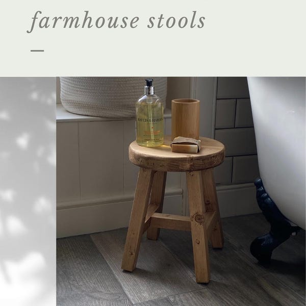 Handmade Rustic Wooden Milking Stool: Farmhouse Décor, Nursery stool