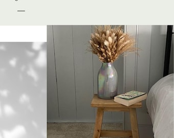 Handmade Rustic Wooden Milking Stool: Farmhouse Decor, Side Table