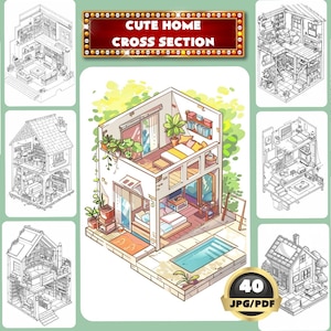 Home Querschnitt Ausmalbuch: Architekt Interior Design (druckbare PDF)