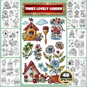 Tinies Garden Coloring Book: Relaxing Doodle Art (Printable PDF)