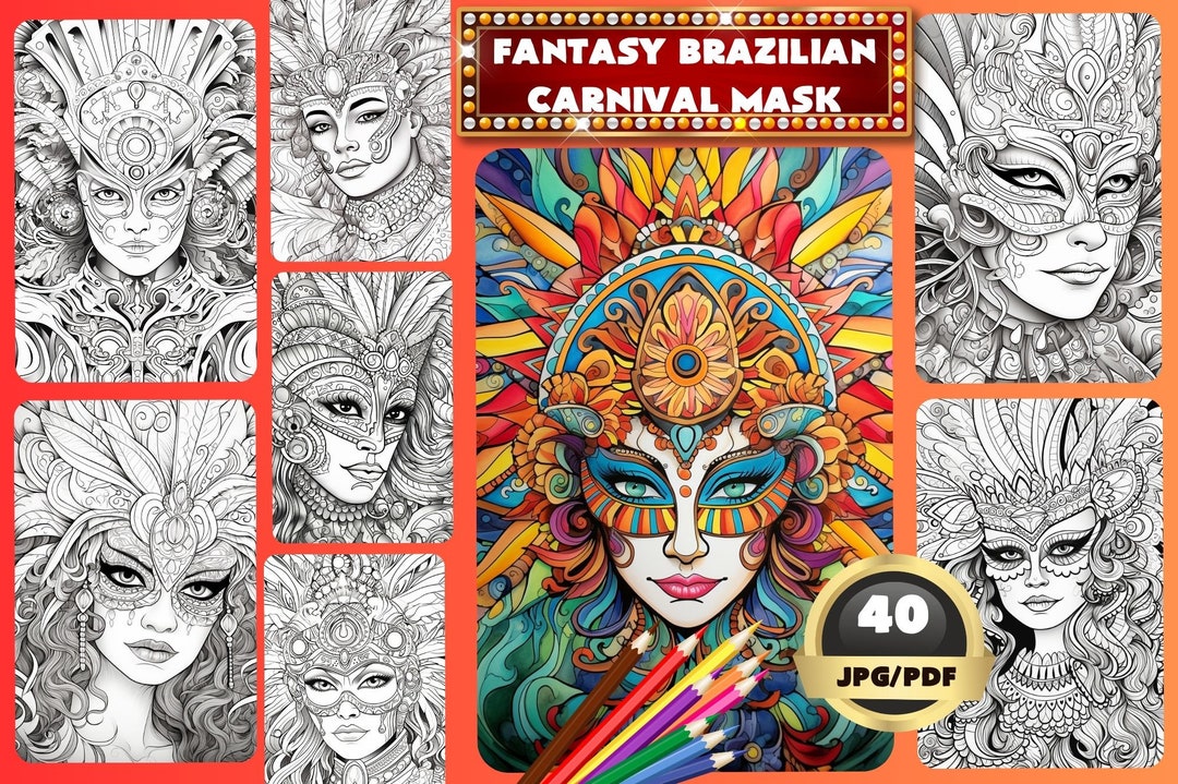 Brazilian Carnival Coloring Pages, Adults Printable Coloring Page ...