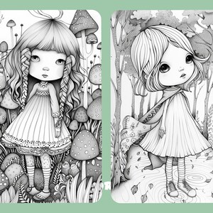 Cute Magic Forest Coloring Book Printable, Grayscale Coloring Digital ...