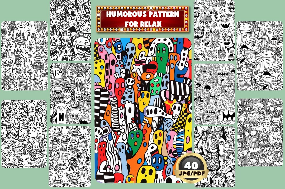 Humorous Pattern Coloring Book, Relaxing Patterns Coloring Book for ...