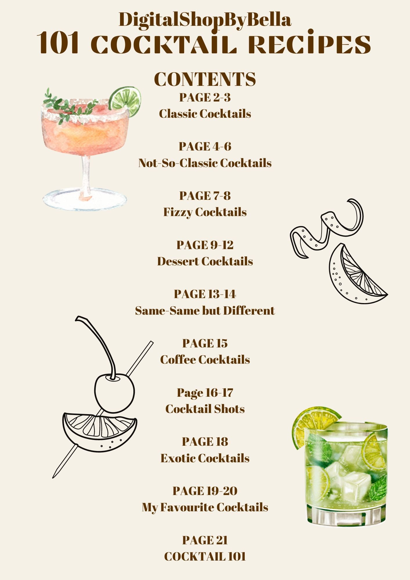 101 Cocktail Recipe Book | Drink Ideas | Fancy Cocktail Digital