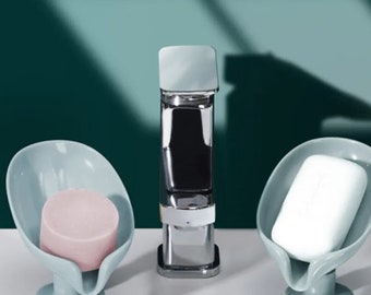 Set of 2 Magnetic Soap Holder - Modern Minimalist Design, Transparent Floating Soap Saver, Bathroom Sink Organizer, Hygienic Soap Suspension