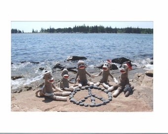 Sock Monkey PEACE card