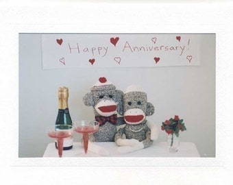 Sock Monkey Happy Anniversary card