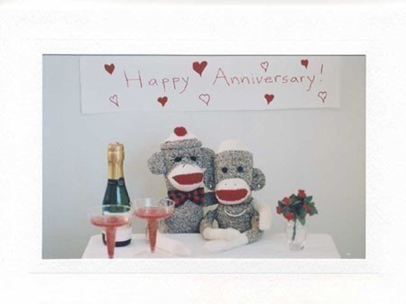 Sock Monkey Happy Anniversary card image 1