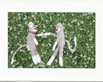 Rolling in Clover sock monkey card