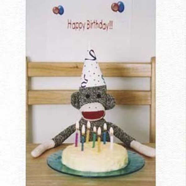 Sock Monkey Birthday Card