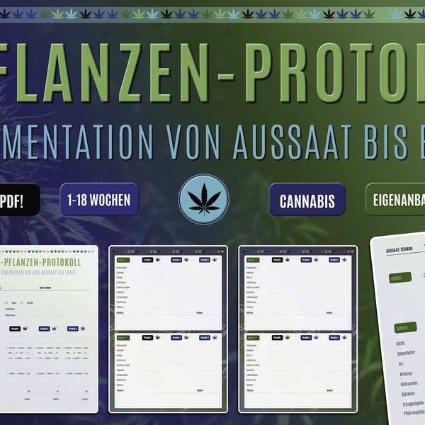 3-PLANT PROTOCOL Cannabis cultivation documentation from sowing to harvest - PDF form for recording plant development