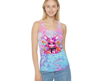 Killer Kritter Kangaroo Girlie Tie Dye Racerback Tank Top