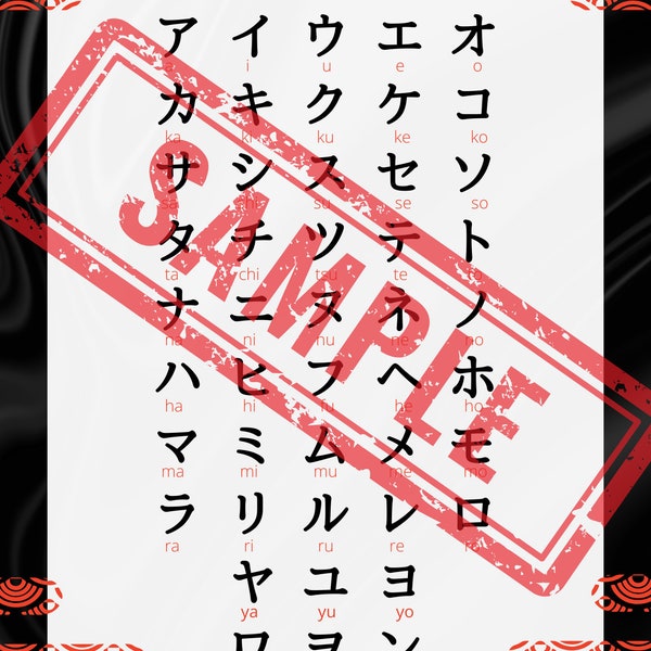 Japanische Katakana Lehrtafel