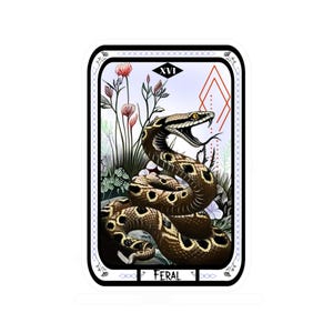 Umarme die wilde Klapperschlange / Viper, witchy, Punk-Stil, Klapperschlangenaufkleber, Schlange, Hexenthema, Tarotkarte, Tarotthema, Orakelkarte