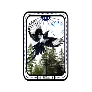 Carte de tarot Embrassez la pie sauvage / sticker pie, sticker oiseau, sorcellerie, animal, oiseau pie, corvidé, sticker tarot, animal spirituel
