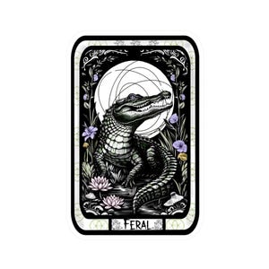 Abrace os decalques Feral Gator/Vinil, jacaré, bruxa, estilo punk, adesivo de jacaré, tema de bruxa, carta de tarô, tema de tarô, carta de oráculo