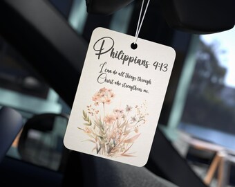 Philippians 4:13 Bible Verse Car Air Freshener, Cute Car Accessory, Unique Gift, Christian Gift Air Freshner,Custom Air Freshener,Religious