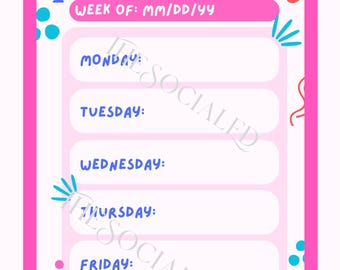 Bright Weekly Planner | Printable & Editable Canva Template | Colorful Digital Agenda and Organizer | Instant Download