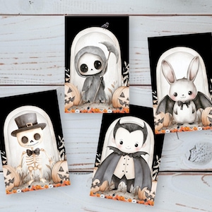 Set of 8 Whimsical Halloween ATC Cards Black