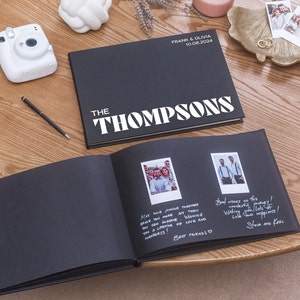 Black Polaroid Photo Album Black Paper, Blank, Lined Pages Photo Custom Guest Book Bridal Shower Gift Wedding Scrapbook