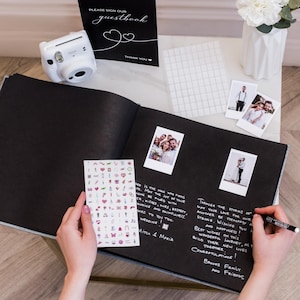 Personalized Polaroid Guest Book, Wedding Photo Album, Linen Guest Book, Wedding Signage Essentials, 1st Anniversary Gift