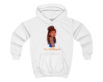 Im Intelligent Girls Hoodie ,Positive Energy,Kids Sweatshirt,Mini me