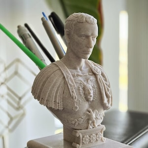 Premium Quality Large V2 Julius Caesar Back Stabber Pen and Pencil Holder - Cheeky Unique Desk Organizer for History Buffs - Roman Decor