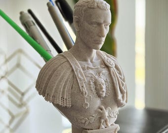 Premium Quality Large V2 Julius Caesar Back Stabber Pen and Pencil Holder - Cheeky Unique Desk Organizer for History Buffs - Roman Decor
