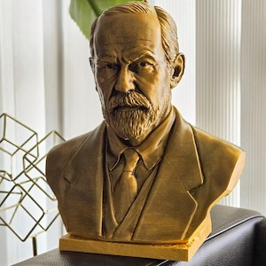 Bronze On Gold Sigmund Freud Bust - Beautiful Gold Finish Statue of the Father of Psychoanalysis - Unique Home Decor, Office Accent, or Gift