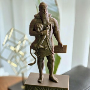 Ashurbanipal Statue: Bronze-Finish Neo-Assyrian King Bust