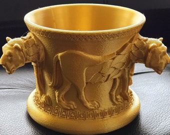 Ancient Persian Achaemenid Lion Motif Goblet Cup - Replica Artifact from Kelardasht, Iran - Persian Civilization 10th - 6th Century BCE
