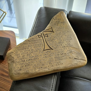 Ancient Holy Stone Tablet – Latin-Inscribed Relic Grail Lore Indiana Jones Holy Grail Inspired Movie Prop