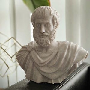 Greek Philosopher Aristotle Bust Statue - Handcrafted Marble Composite Sculpture - Greek Philosophy Classical Art Replica