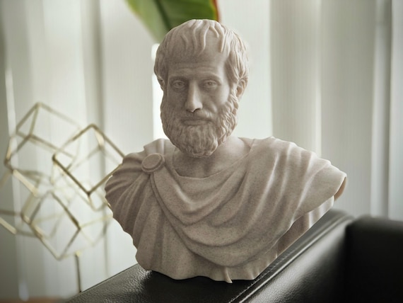 Greek Philosopher Aristotle Bust Statue - Handcrafted Marble Composite Sculpture - Greek Philosophy Classical Art Replica