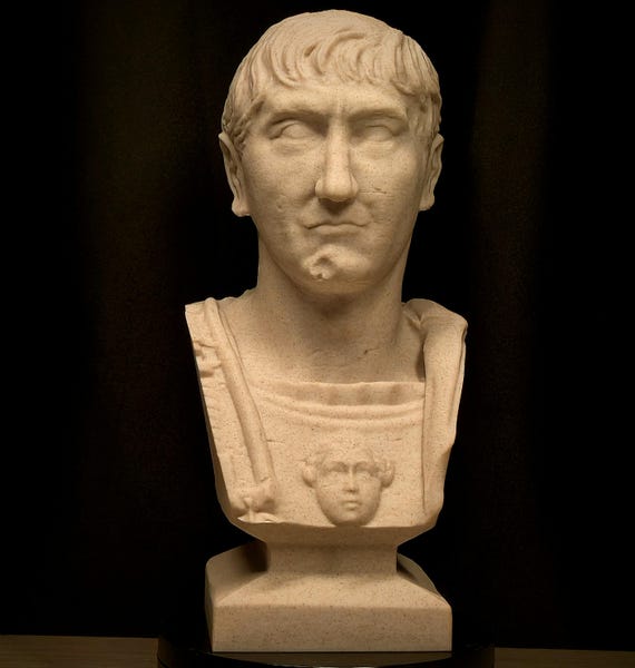 ローマ皇帝トラヤヌス胸像 | ローマ大理石複合彫刻 | 古代ローマ皇帝像 