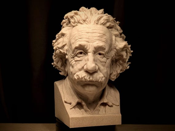 Albert Einstein High Quality Statue Bust - Hyper Realistic Marble Style Scientist Sculpture - Physics Teacher Gift - Office Library Decor