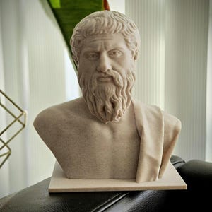 Greek Philosopher Plato Bust Statue - Handcrafted Marble Composite Sculpture - Greek Philosophy Classical Art Replica