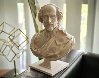 William Shakespeare Bust - Handcrafted Marble Composite Sculpture - Elizabethan Playwright Literary Icon