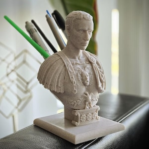 Premium Quality Large V2 Julius Caesar Back Stabber Pen and Pencil Holder - Cheeky Unique Desk Organizer for History Buffs - Roman Decor