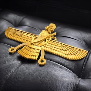 Golden Faravahar - Cultural and Religious Symbol of Ancient Persia and Zoroastrianism - Beautiful Home Decor