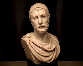 Hannibal Barca Bust Sculpture, Carthaginian General Statue, Ancient Rome Enemy, Marble Style Military Commander Bust, Classical History