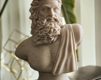 Marble Composite Bust of Zeus - Greek God of Thunder - Ancient Greek Mythology Decor - Great Gift for Classical Art Lovers