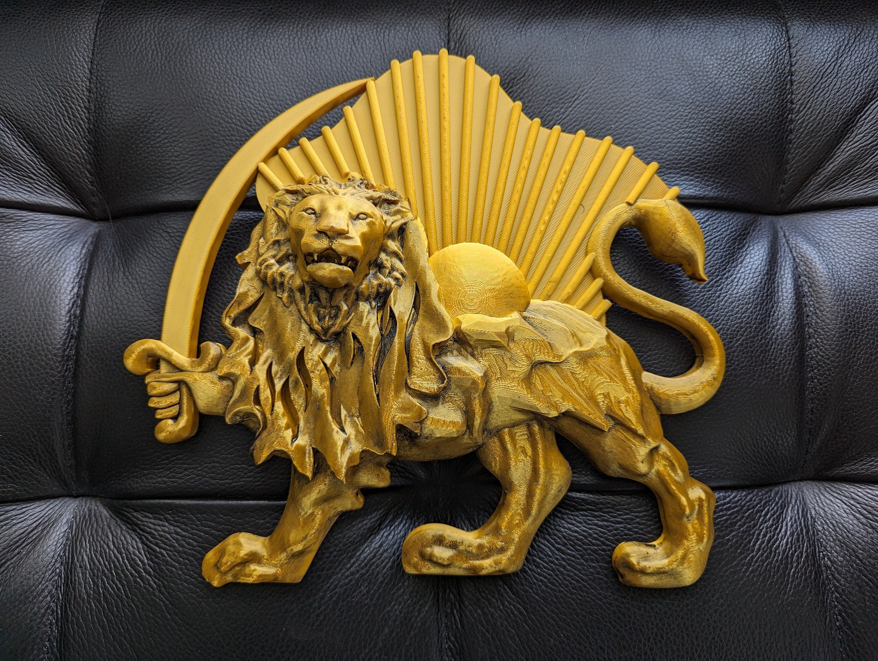 見事な手作りペルシャ帝国国旗シンボル - ライオンと太陽 - シル・オ