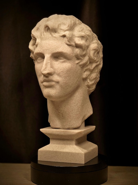 Alexander the Great Bust – Museum Quality Classical Greek Sculpture Replica in Composite Sandstone Finish – Ancient Macedonian King Statue