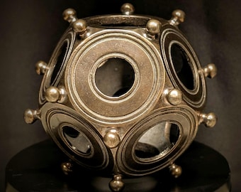 Solid Metal Roman Dodecahedron Bronze/Brass 1:1 Replica – Brian Campbell Enigmatic Artifact - 10cm Bronze Lost Wax Investment Cast Replica