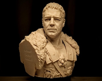 Busto de general romano / Guerrero inspirado en Máximo de la película Gladiador / Estatua de comandante romano antiguo / Decoración estilo mármol