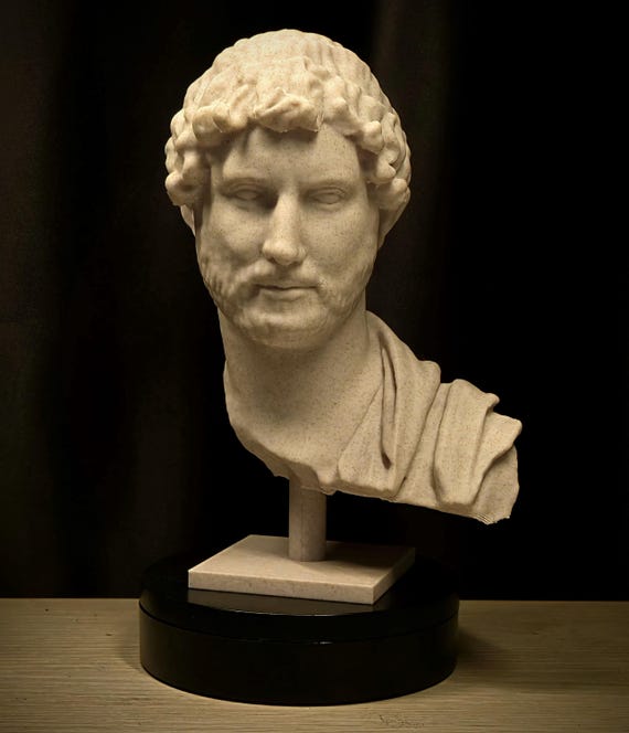 Emperor Hadrian Bust – Marble Composite Roman Sculpture – Ancient Rome Decor – Classical Art Replica