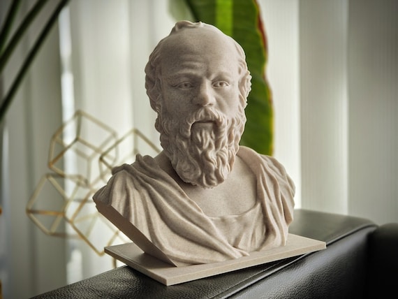 Greek Philosopher Socrates Bust Statue - Handcrafted Marble Composite Sculpture - Greek Philosophy Classical Art Replica