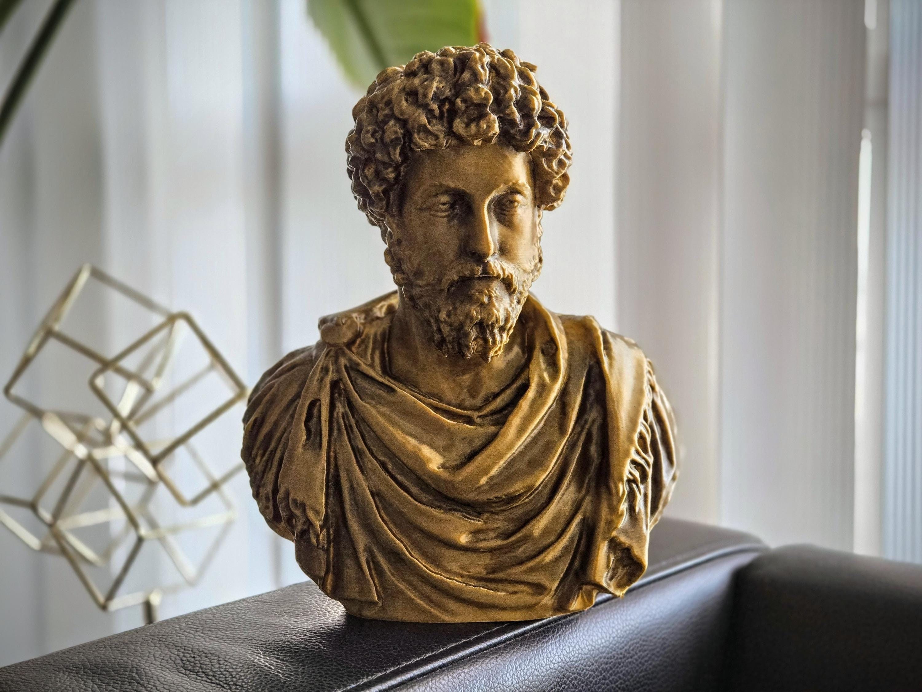 Goldene Bronze Büste von Mark Aurel - Stoische Philosophie Kunst - Meditationen - Pax Romana - Römisches Reich