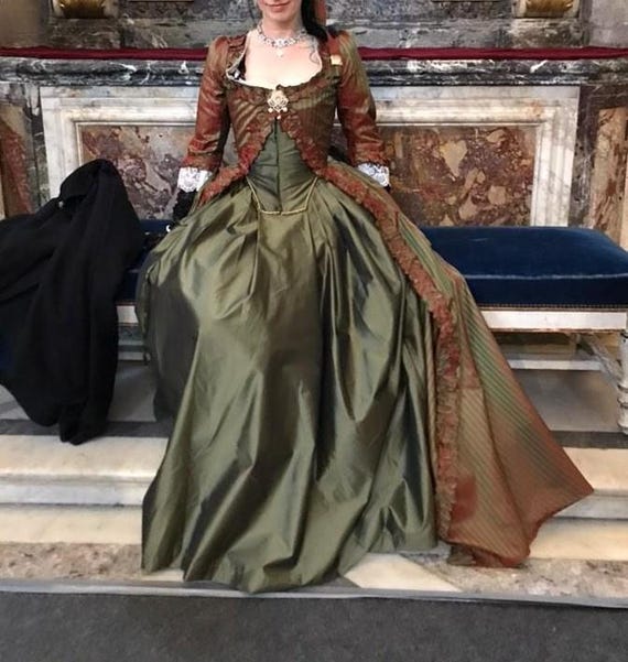 Historical Dress, Rococo Style Dress, 18th Century English Robe, 1780s Versailles Marie Antoinette, Custom-made